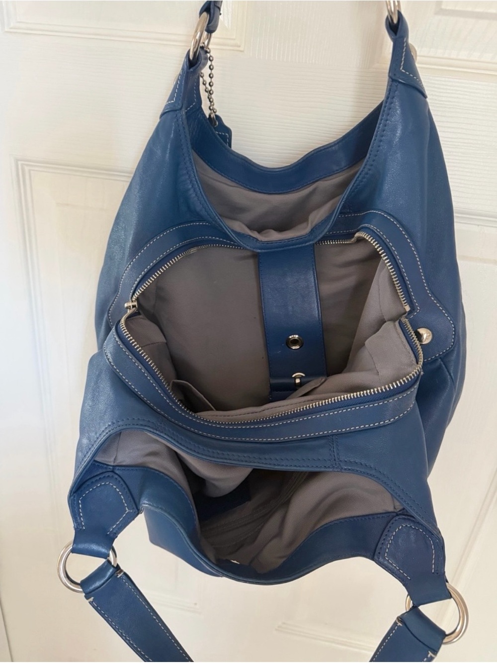 Coach Soho Pleated Leather Lynn Large Hobo Blue F15075 - Picture 5 of 16